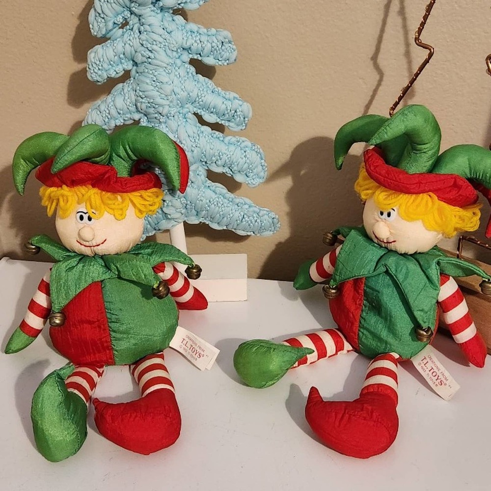 Elf 1993 vintage TL Toys pair of sweet christmas elf  holiday decorations gift
